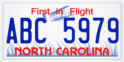 NC license plate ABC5979