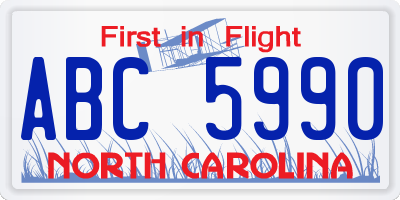 NC license plate ABC5990
