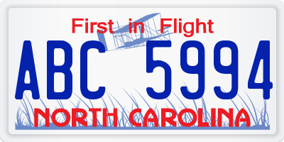 NC license plate ABC5994