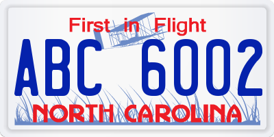 NC license plate ABC6002