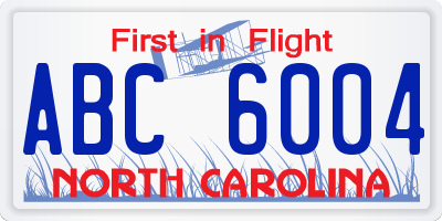 NC license plate ABC6004