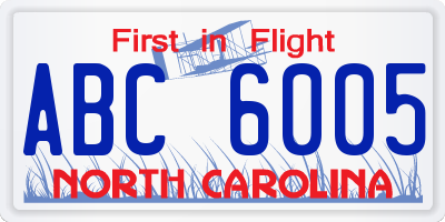 NC license plate ABC6005