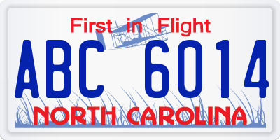 NC license plate ABC6014