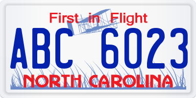 NC license plate ABC6023