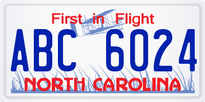 NC license plate ABC6024