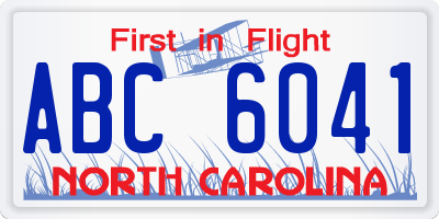 NC license plate ABC6041