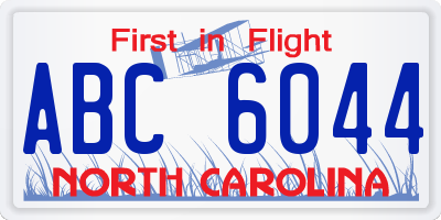 NC license plate ABC6044