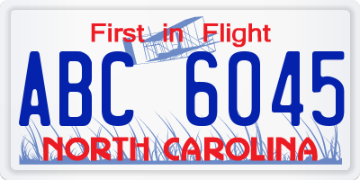 NC license plate ABC6045