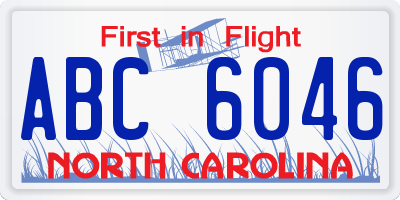 NC license plate ABC6046