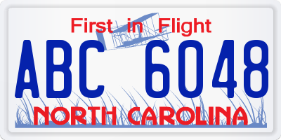 NC license plate ABC6048