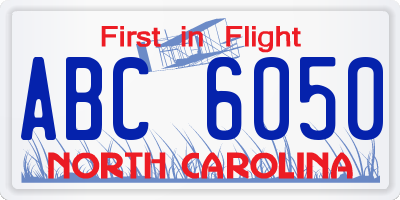 NC license plate ABC6050