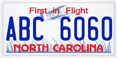 NC license plate ABC6060