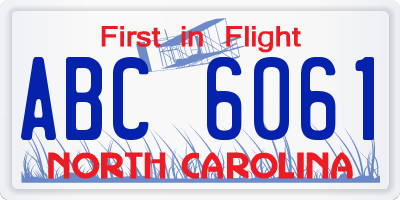 NC license plate ABC6061
