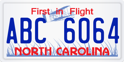 NC license plate ABC6064