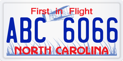 NC license plate ABC6066