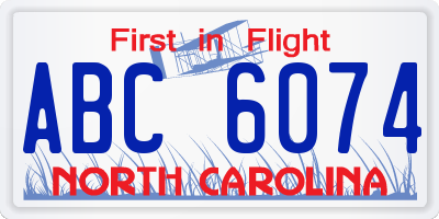 NC license plate ABC6074