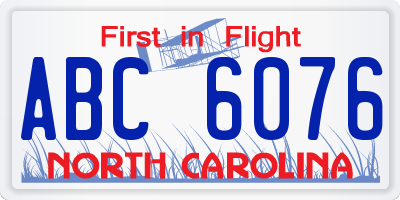 NC license plate ABC6076