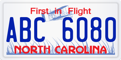 NC license plate ABC6080