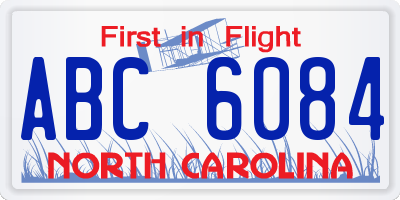 NC license plate ABC6084