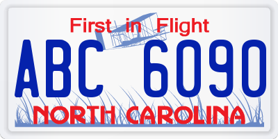 NC license plate ABC6090