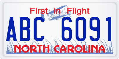 NC license plate ABC6091