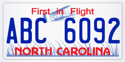 NC license plate ABC6092