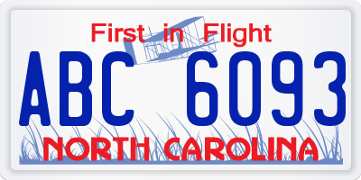 NC license plate ABC6093