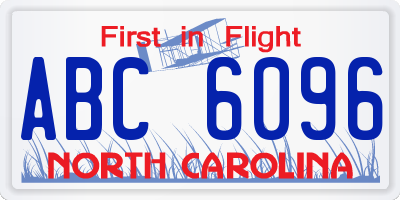 NC license plate ABC6096