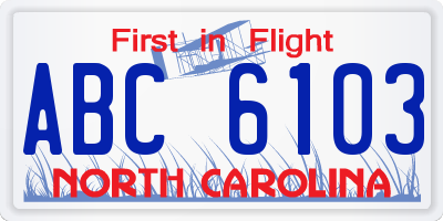 NC license plate ABC6103