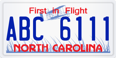 NC license plate ABC6111