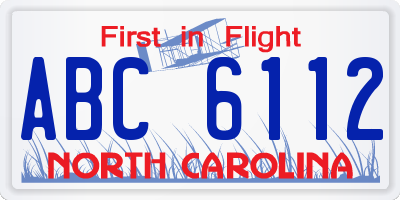 NC license plate ABC6112