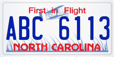 NC license plate ABC6113