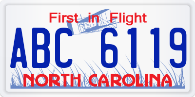 NC license plate ABC6119