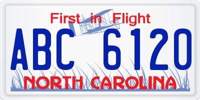 NC license plate ABC6120