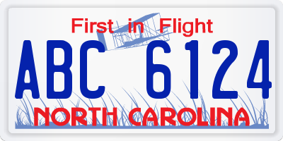 NC license plate ABC6124