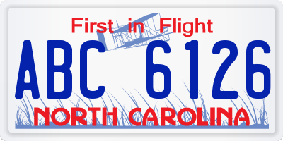 NC license plate ABC6126