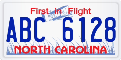 NC license plate ABC6128