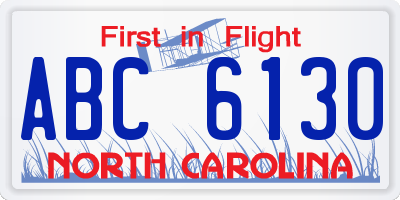 NC license plate ABC6130