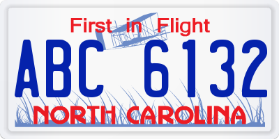 NC license plate ABC6132