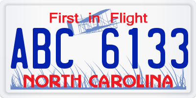 NC license plate ABC6133