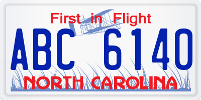 NC license plate ABC6140