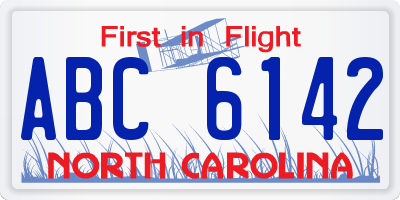 NC license plate ABC6142