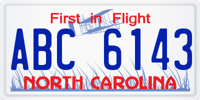 NC license plate ABC6143