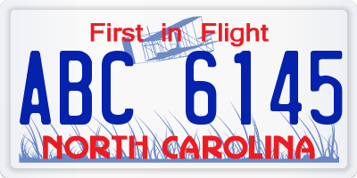 NC license plate ABC6145
