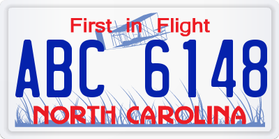 NC license plate ABC6148