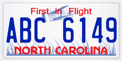 NC license plate ABC6149