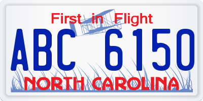NC license plate ABC6150