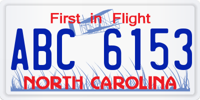 NC license plate ABC6153