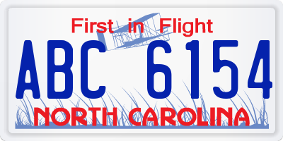 NC license plate ABC6154