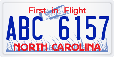 NC license plate ABC6157